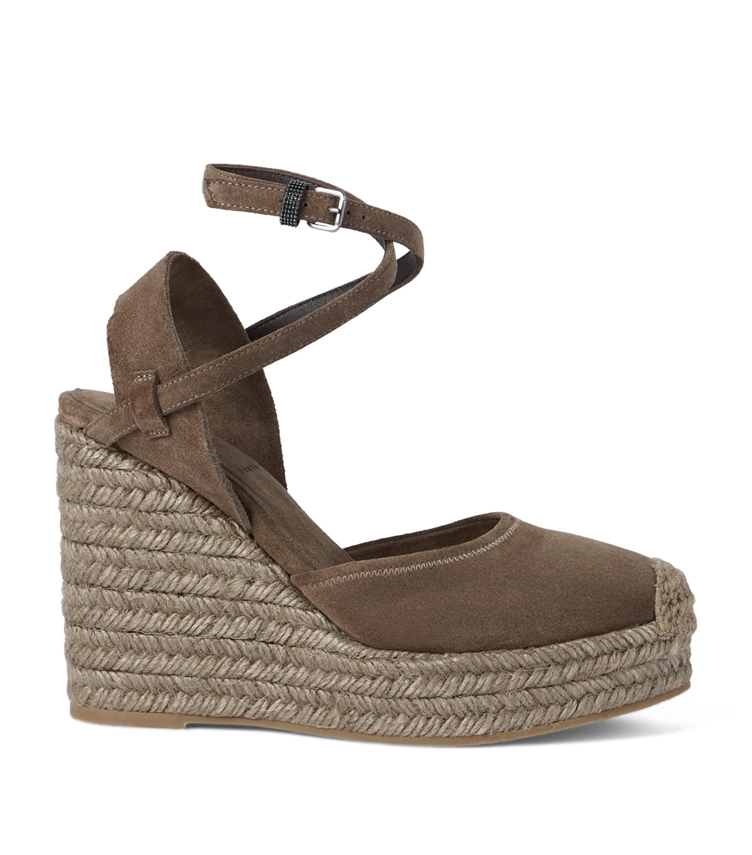 Brunello Cucinelli Suede Wedge Espadrilles 80 by BRUNELLO CUCINELLI