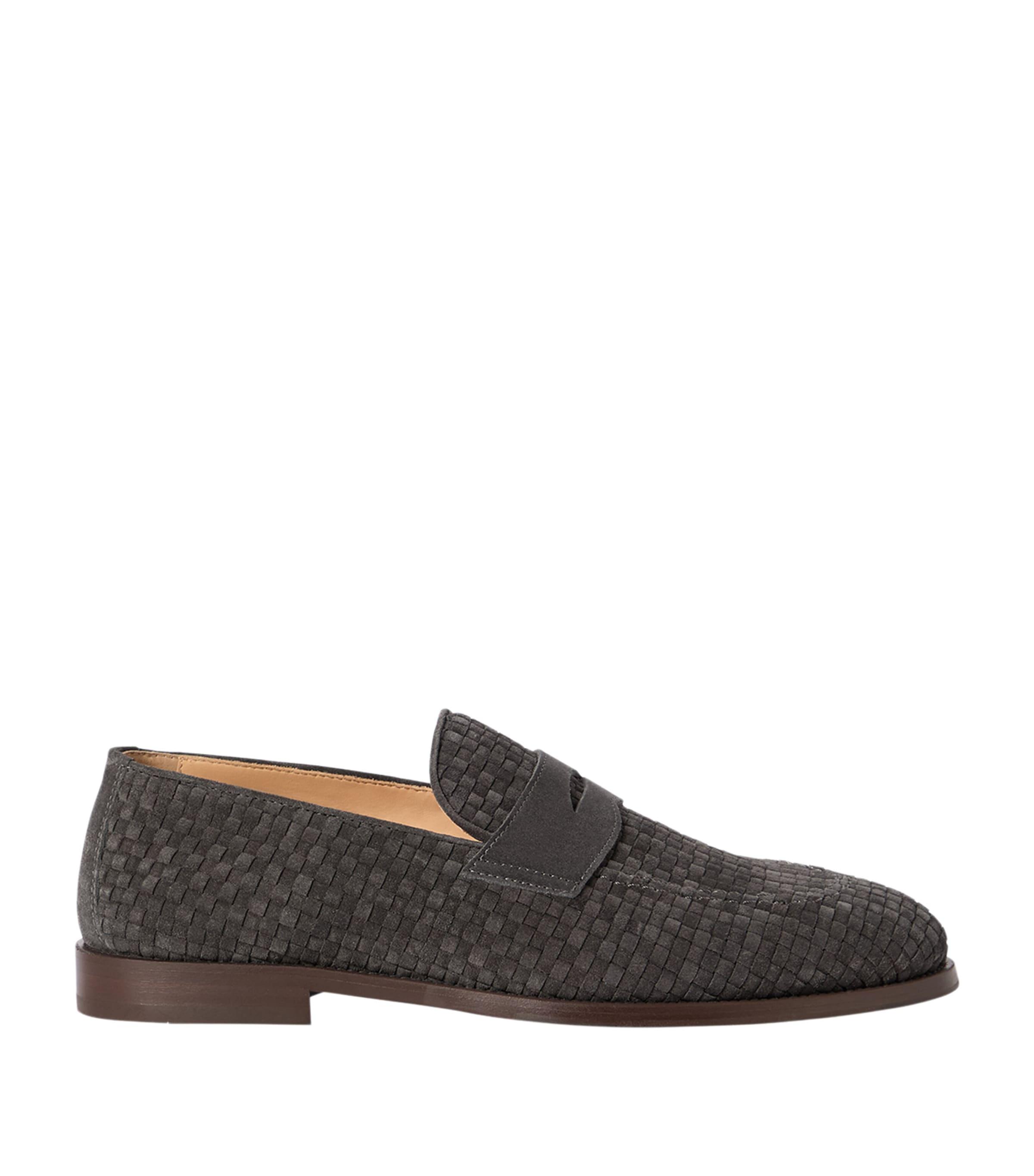 Brunello Cucinelli Suede Woven Loafers by BRUNELLO CUCINELLI