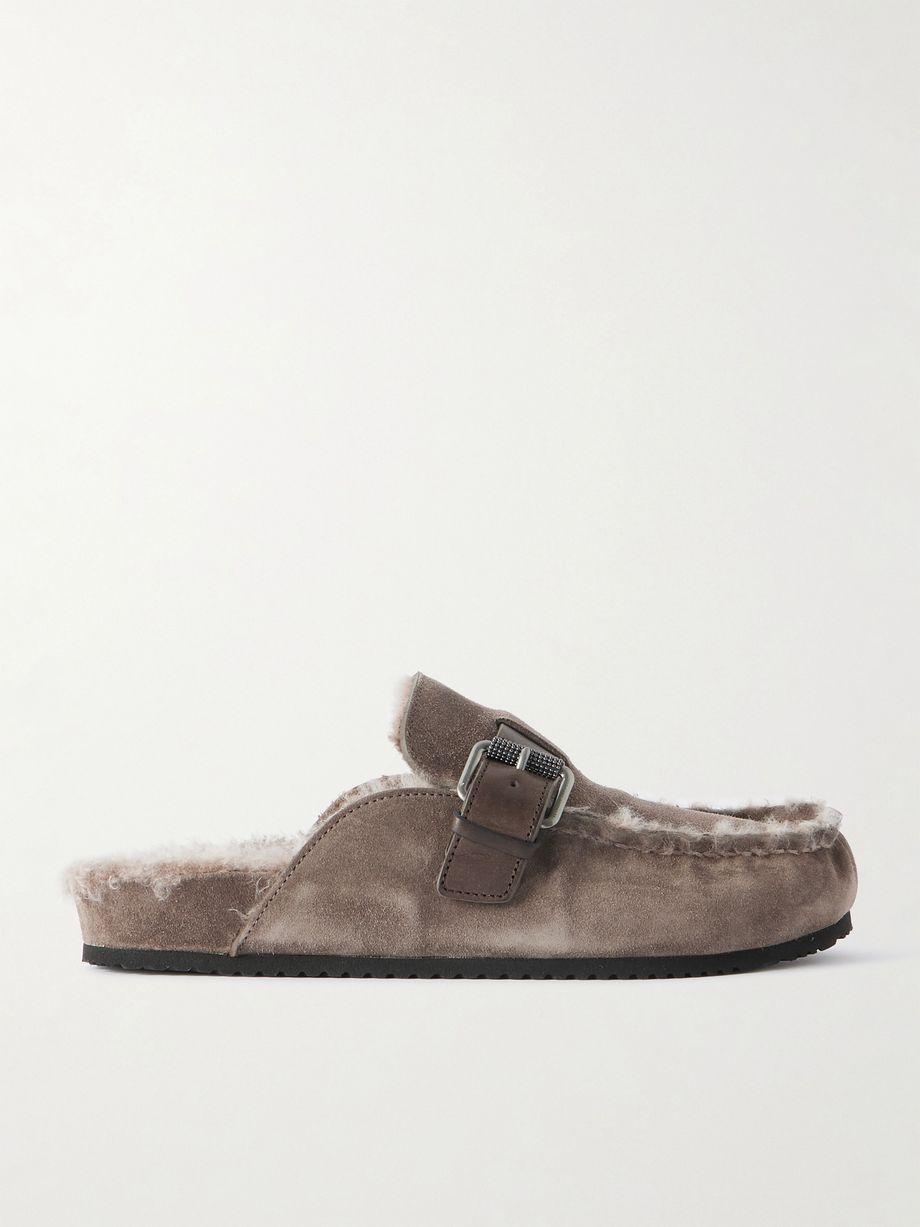 Buckled shearling slip-ons by BRUNELLO CUCINELLI