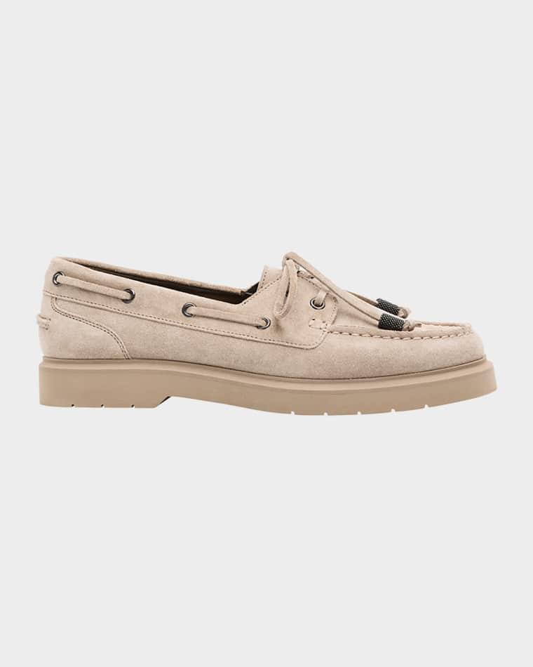 Classic Suede Boat Loafers by BRUNELLO CUCINELLI