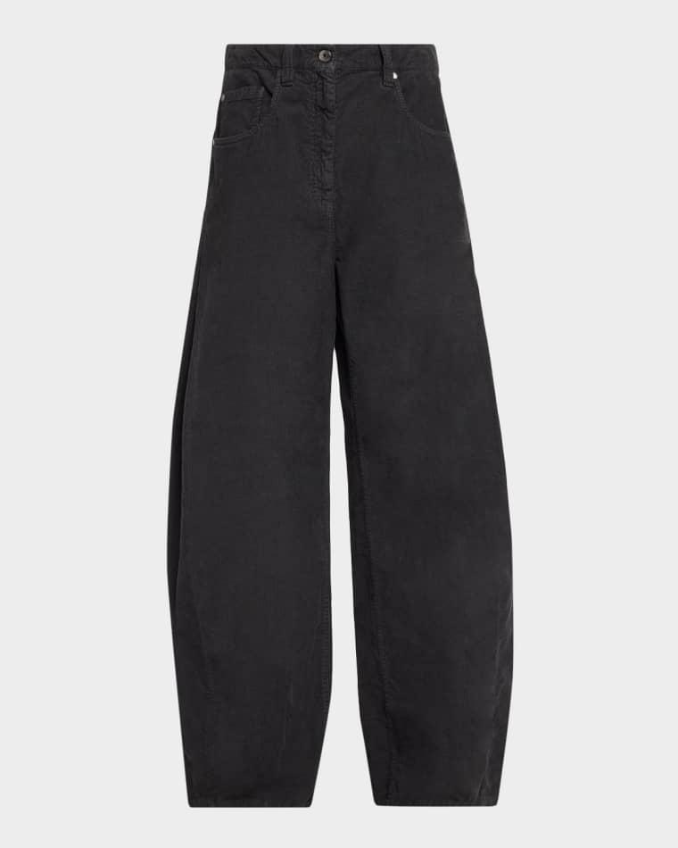 Corduroy Wide Barrel-Leg Pants by BRUNELLO CUCINELLI