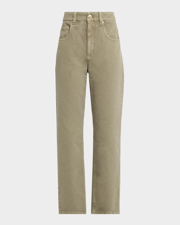 Cotton Bull Retro Straight-Leg Ankle Pants by BRUNELLO CUCINELLI