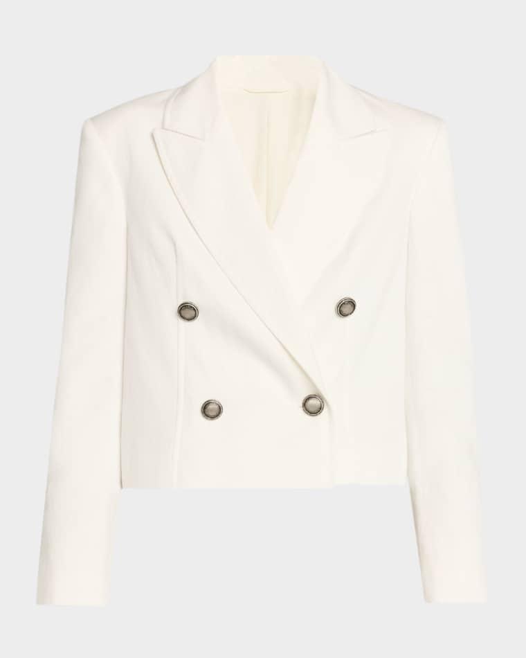 Cotton Paper Twill Double-Breasted Jacket by BRUNELLO CUCINELLI