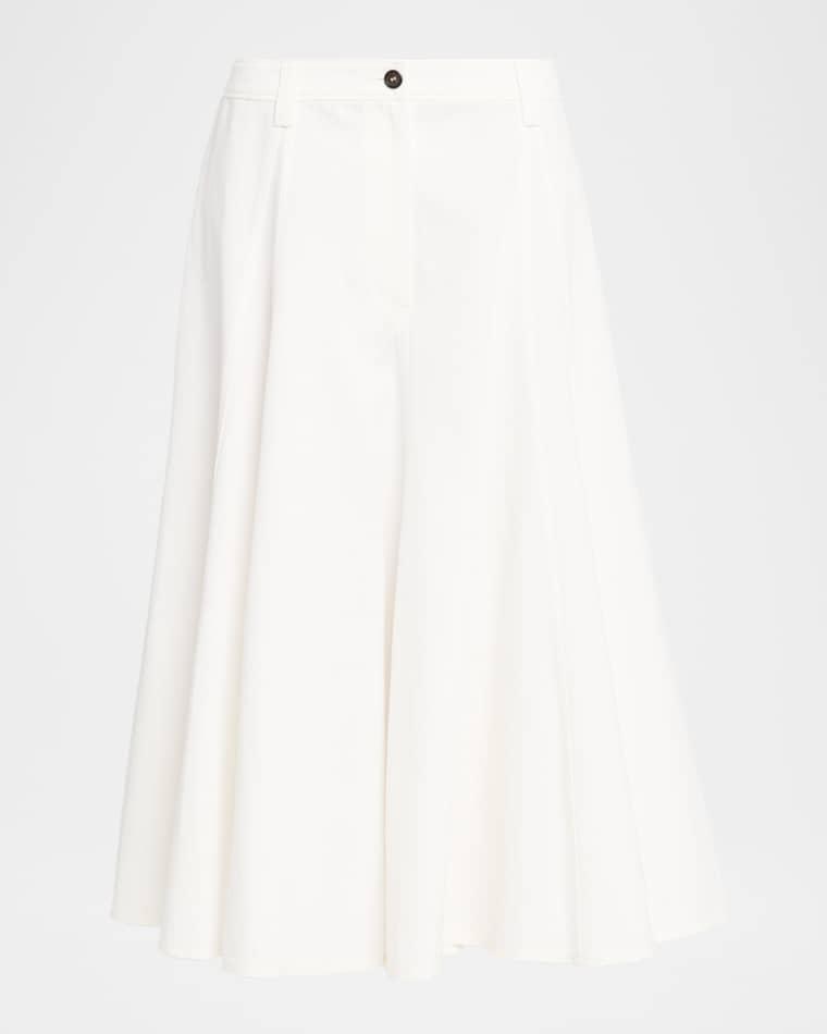 Cotton Paper Twill Midi Flare Skirt by BRUNELLO CUCINELLI