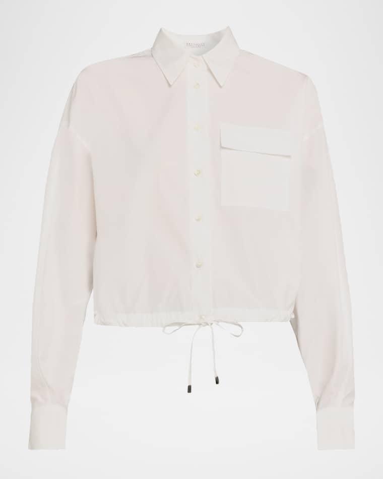 Cotton Poplin Crop Button-Down Blouse by BRUNELLO CUCINELLI