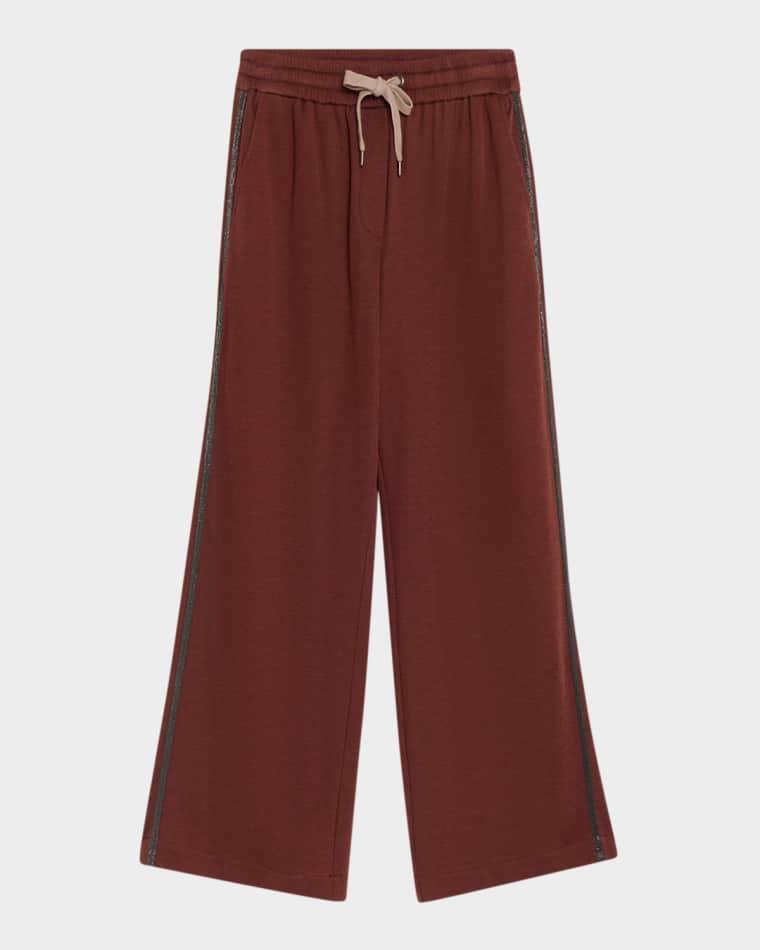 Cotton Silk Wide-Leg Drawstring Pants by BRUNELLO CUCINELLI