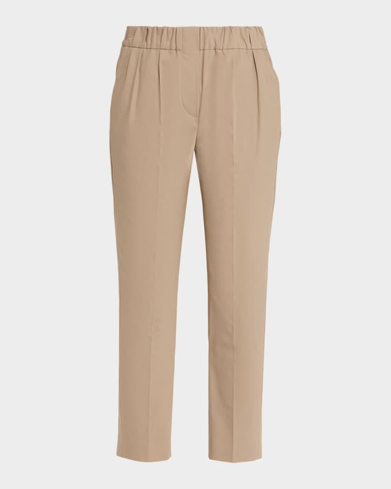Cotton Twill Slim-Leg Ankle Pull-On Pants by BRUNELLO CUCINELLI