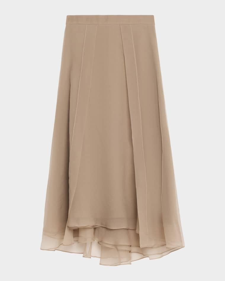 Crispy Silk Organza Overlay Midi Skirt by BRUNELLO CUCINELLI