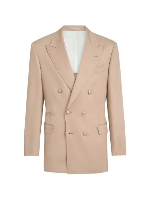 Délavé-silk and linen gabardine one-and-a-half breasted tailor blazer with metal buttons by BRUNELLO CUCINELLI