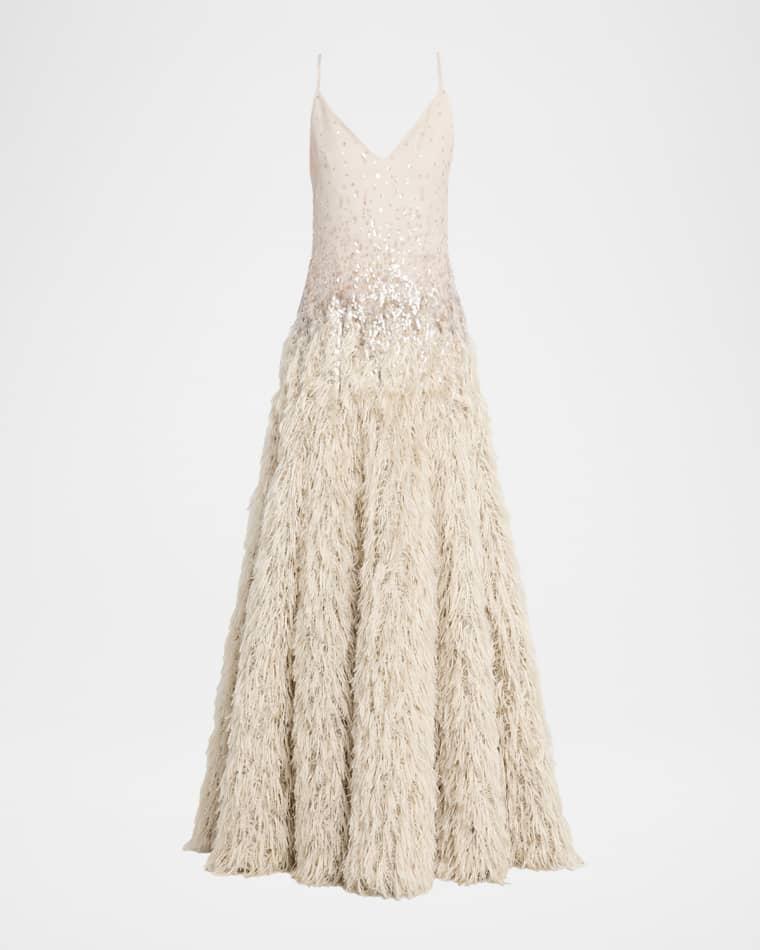 Dazzling Dégradé Silk Fil Coupé Maxi Dress by BRUNELLO CUCINELLI
