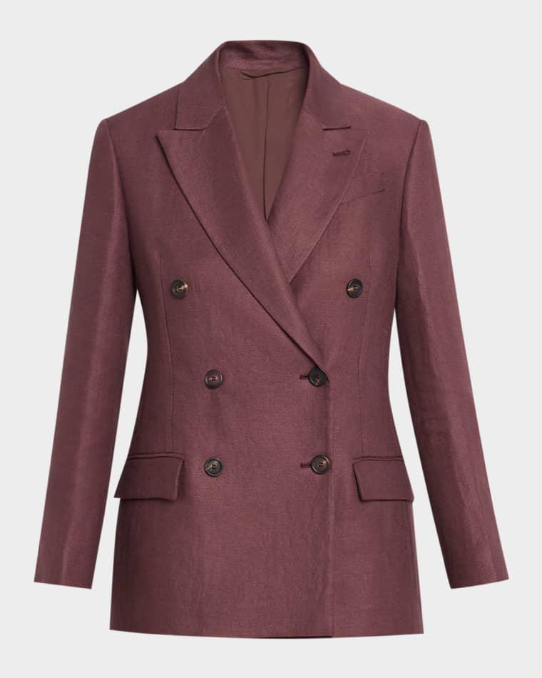 Double-Breasted Linen Suit Jacket by BRUNELLO CUCINELLI