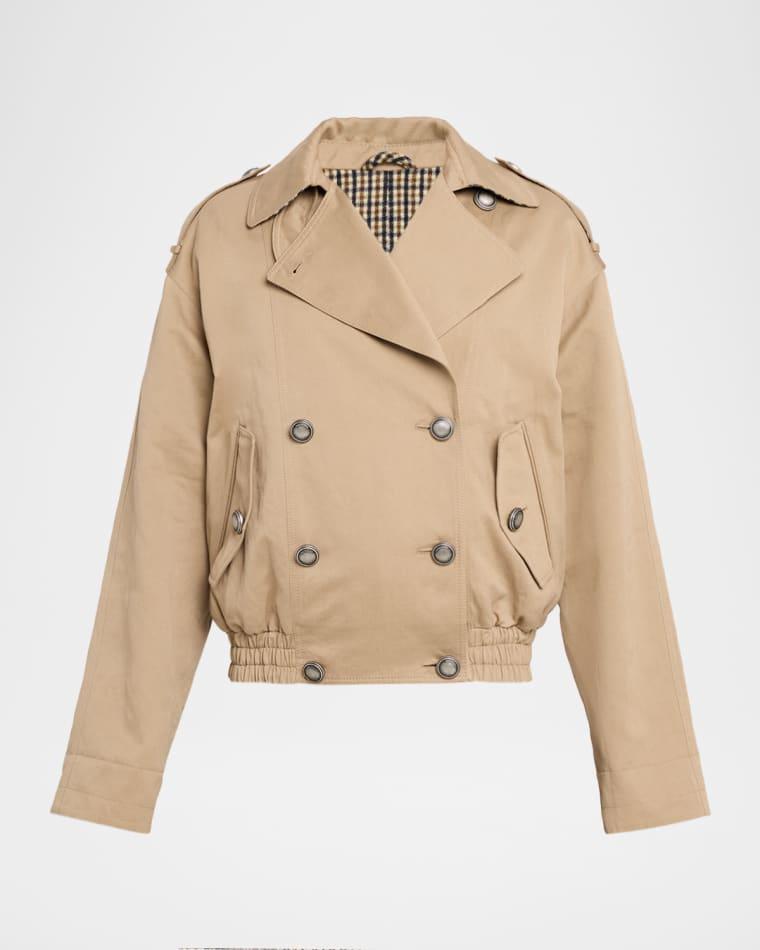Double-Breasted Techno Short Trench Coat by BRUNELLO CUCINELLI