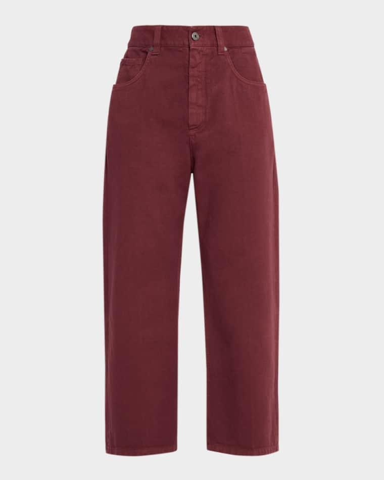 Dyed Cotton-Twill Relaxed-Leg Ankle Pants by BRUNELLO CUCINELLI