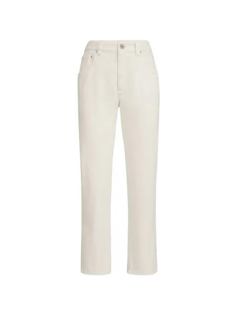 Dyed denim five-pocket straight trousers with shiny bartack by BRUNELLO CUCINELLI