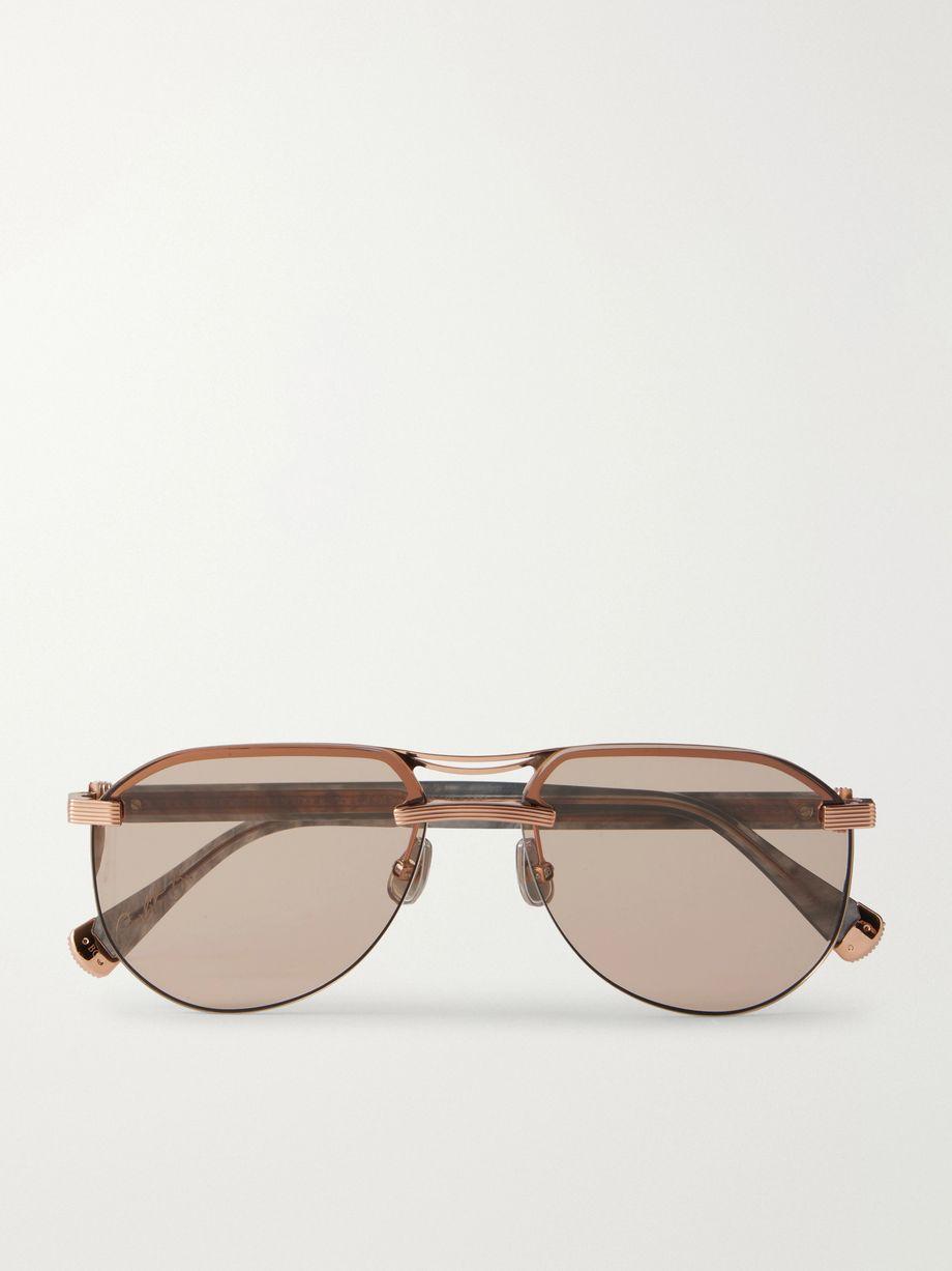 Carlito B. aviator-style silver-tone and acetate sunglasses by BRUNELLO CUCINELLI EYEWEAR