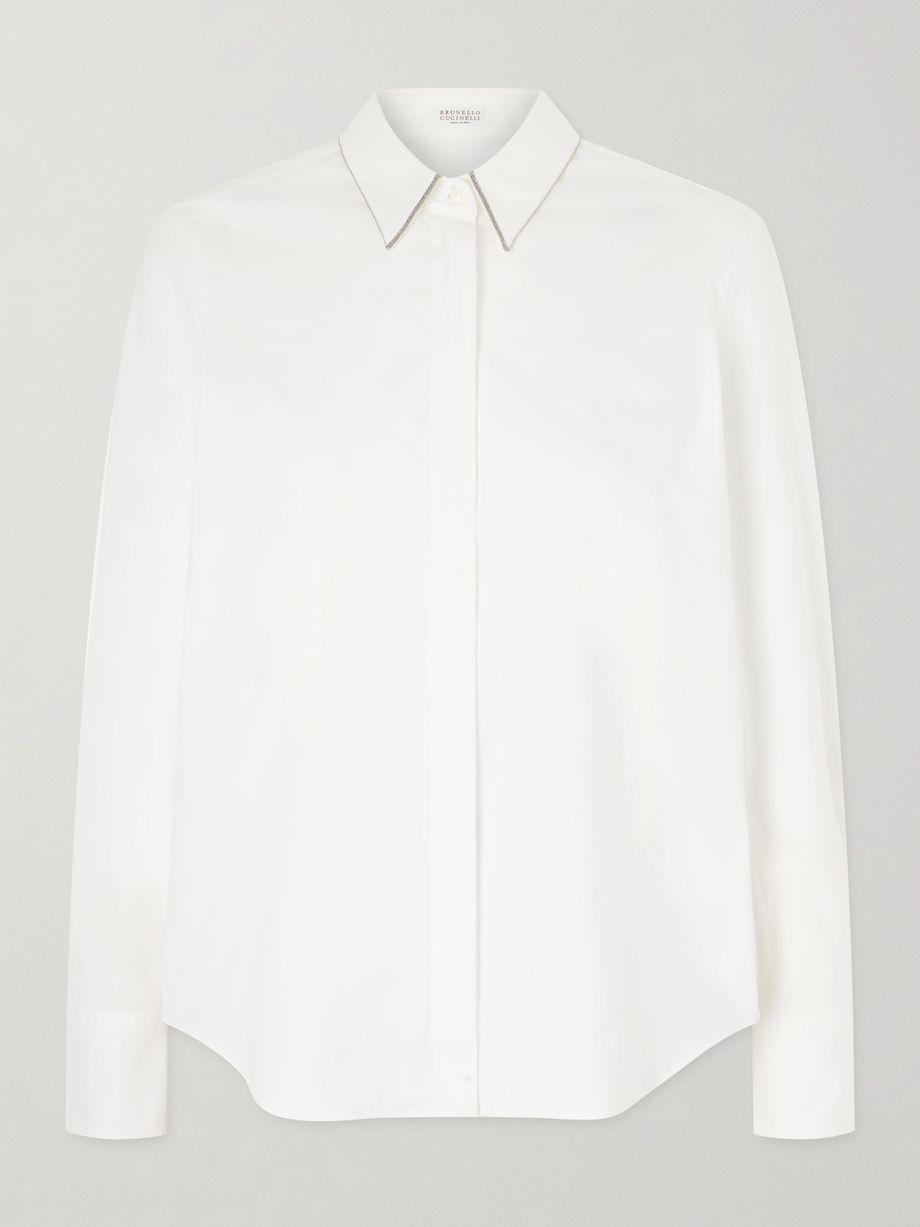 Embellished cotton-blend shirt by BRUNELLO CUCINELLI