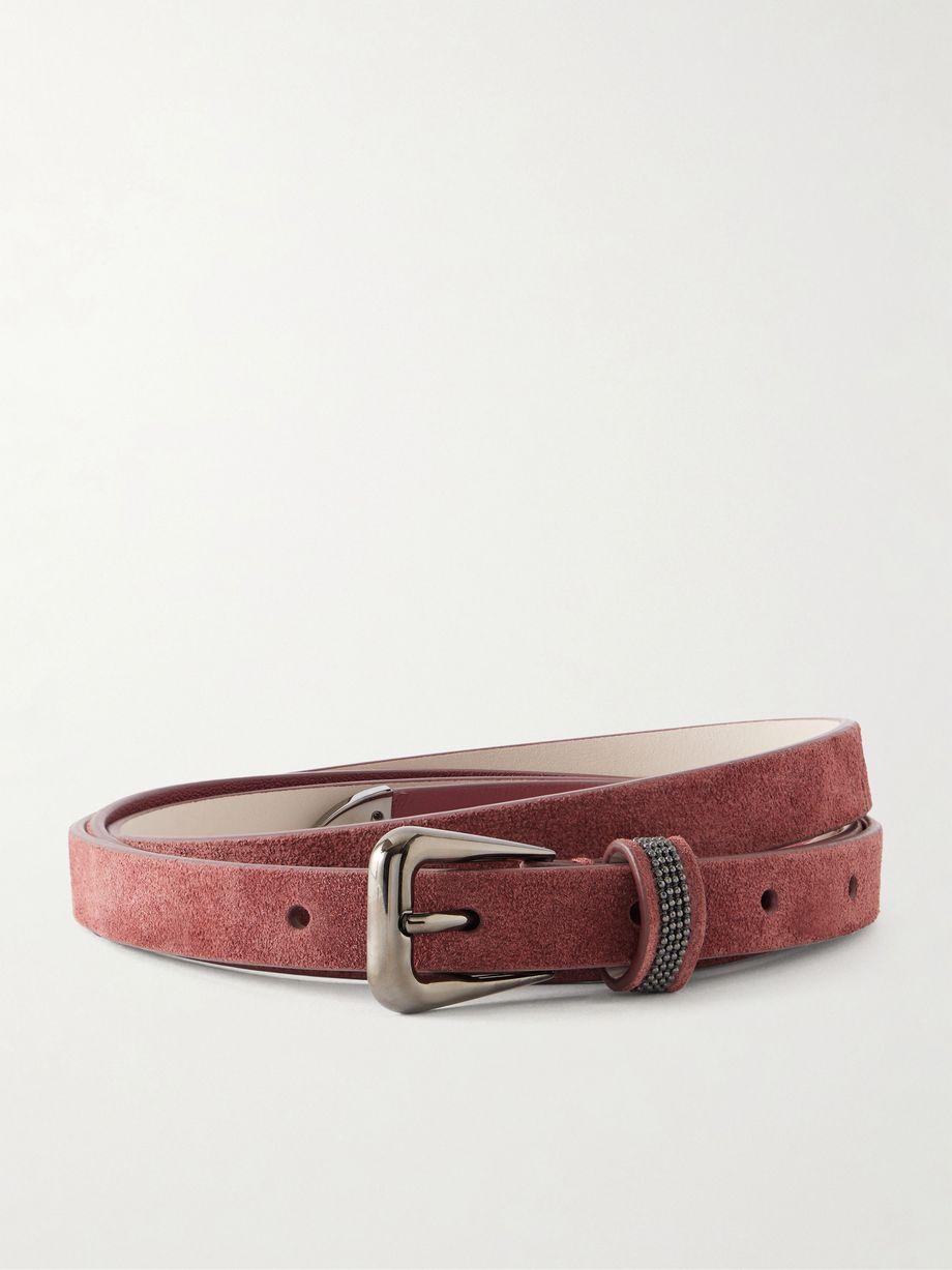 Embellished suede skinny belt by BRUNELLO CUCINELLI