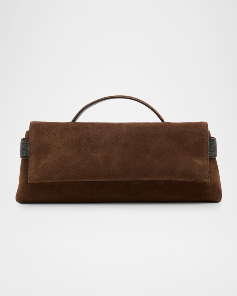 Essence Monili-Trim Suede Top-Handle Bag by BRUNELLO CUCINELLI