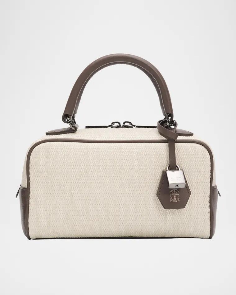 Explorer Techno Raffia & Leather Crossbody Bag by BRUNELLO CUCINELLI