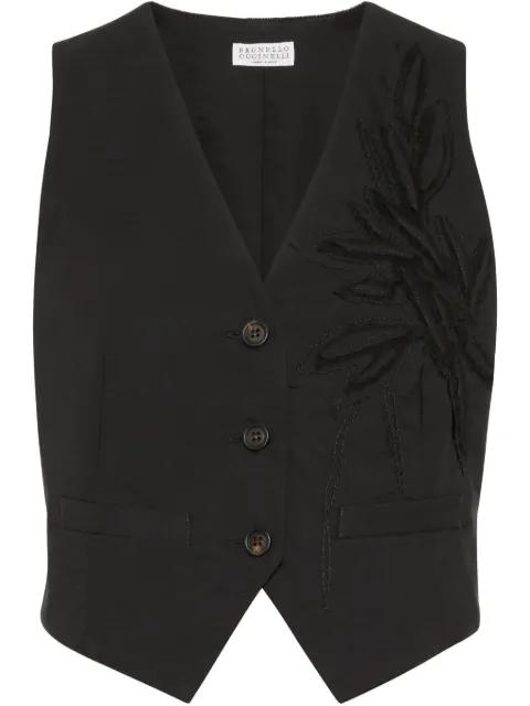 Flora-appliqué waistcoat by BRUNELLO CUCINELLI