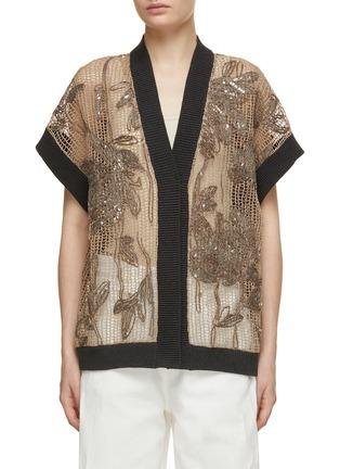 Floral Embroidery Cotton Gauze Cardigan by BRUNELLO CUCINELLI