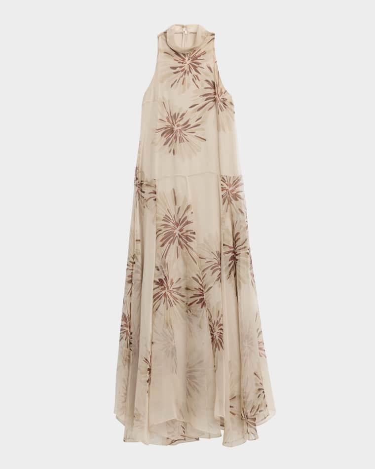 Floral-Print Silk Halter Maxi Dress by BRUNELLO CUCINELLI
