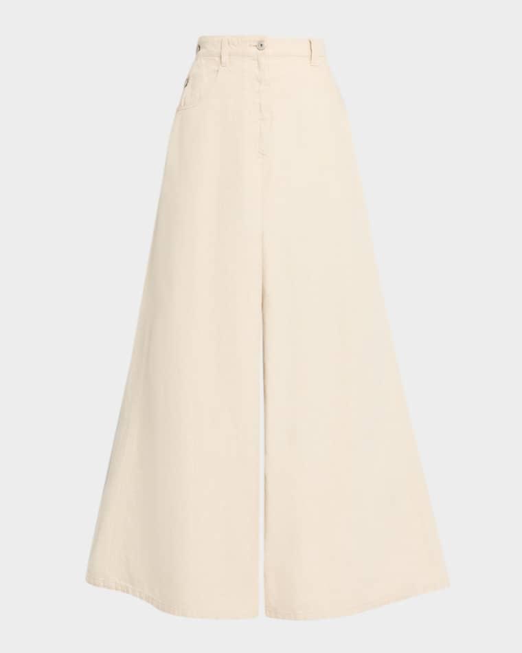 Garment Dyed Twill Maxi Wide-Leg Jeans by BRUNELLO CUCINELLI