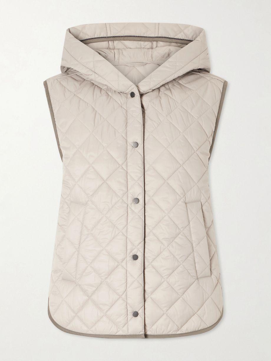 Hooded quilted shell vest by BRUNELLO CUCINELLI