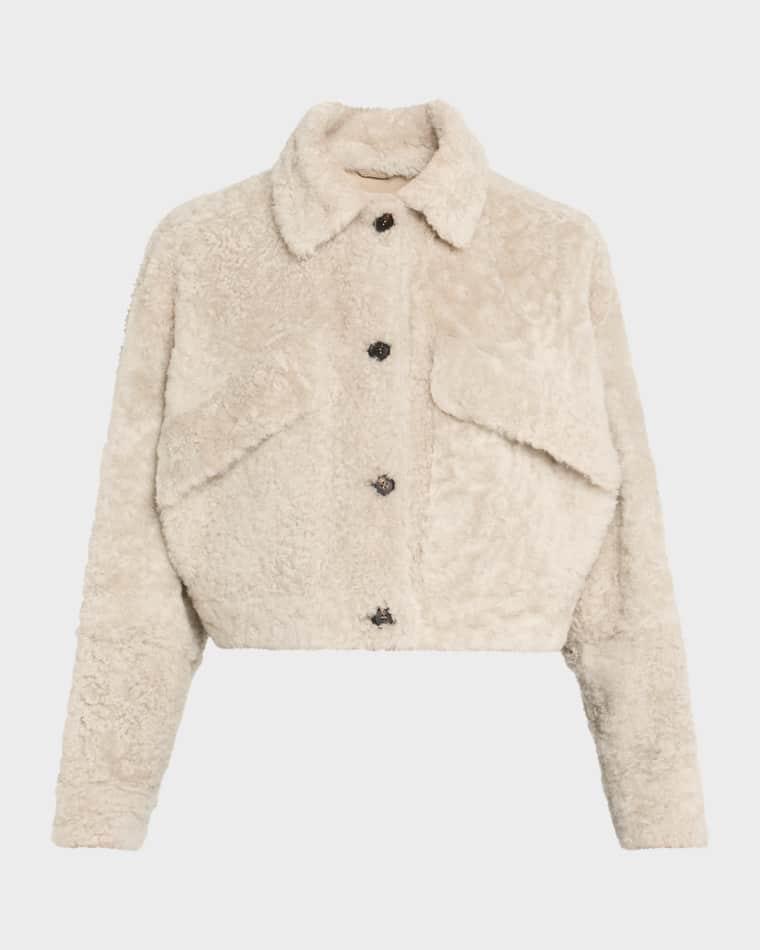 Lamb Shearling Cropped Jacket by BRUNELLO CUCINELLI