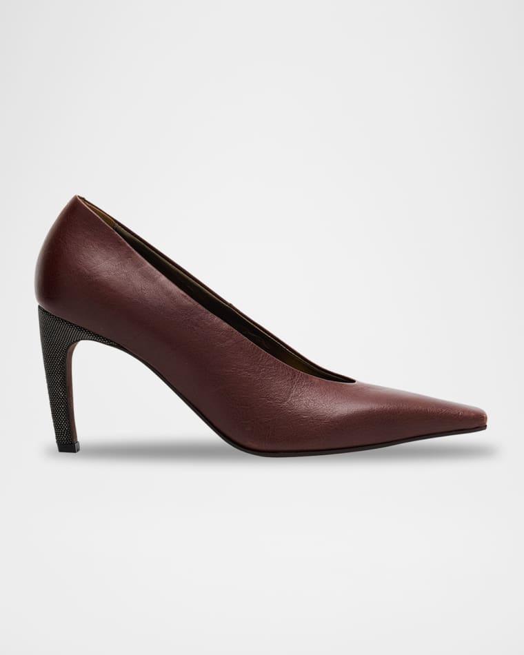 Leather Curved-Heel Pumps by BRUNELLO CUCINELLI