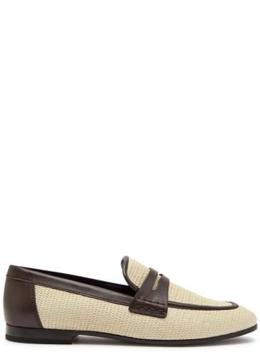 Leather-trimmed raffia loafers by BRUNELLO CUCINELLI