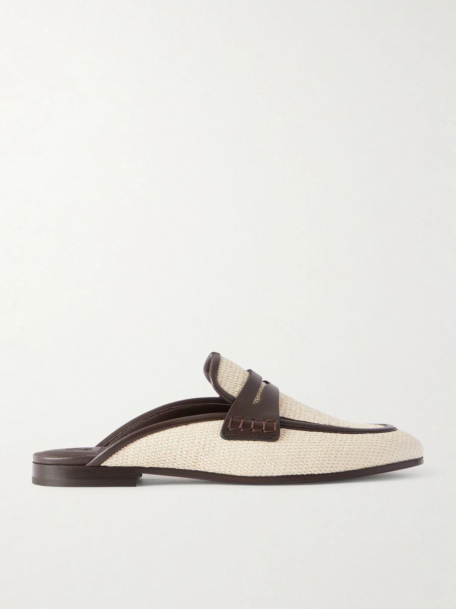 Leather-trimmed raffia slip-ons by BRUNELLO CUCINELLI