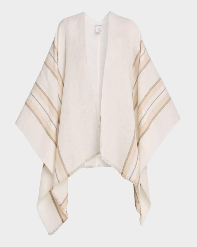 Lurex Striped Linen Poncho by BRUNELLO CUCINELLI
