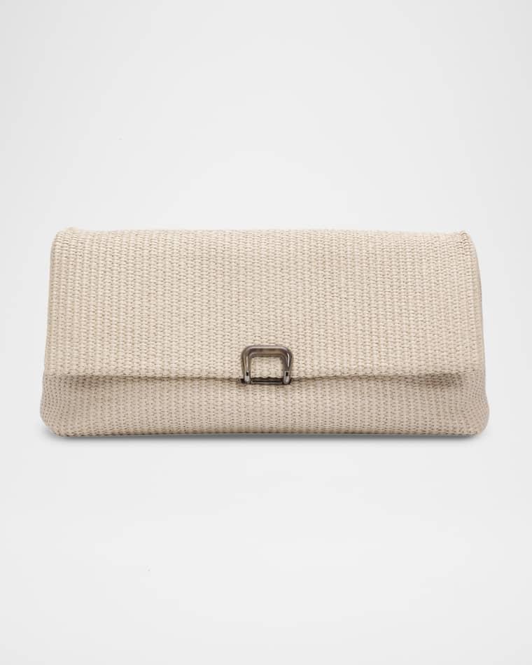 Medium Woven Raffia Clutch Bag by BRUNELLO CUCINELLI