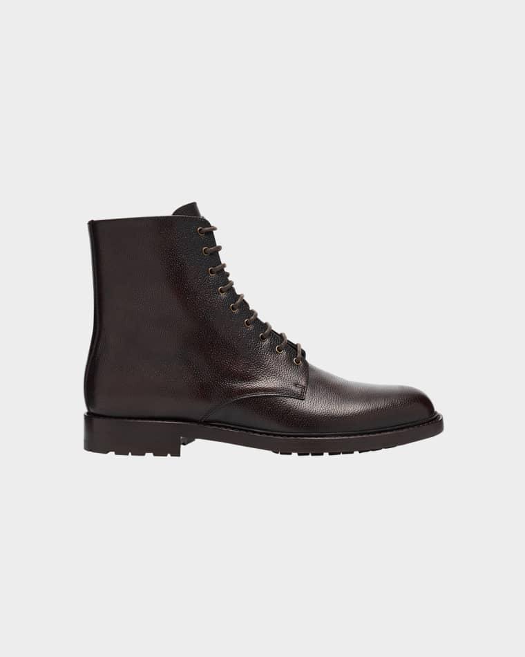 Men's Burnished Leather Ankle Boots by BRUNELLO CUCINELLI