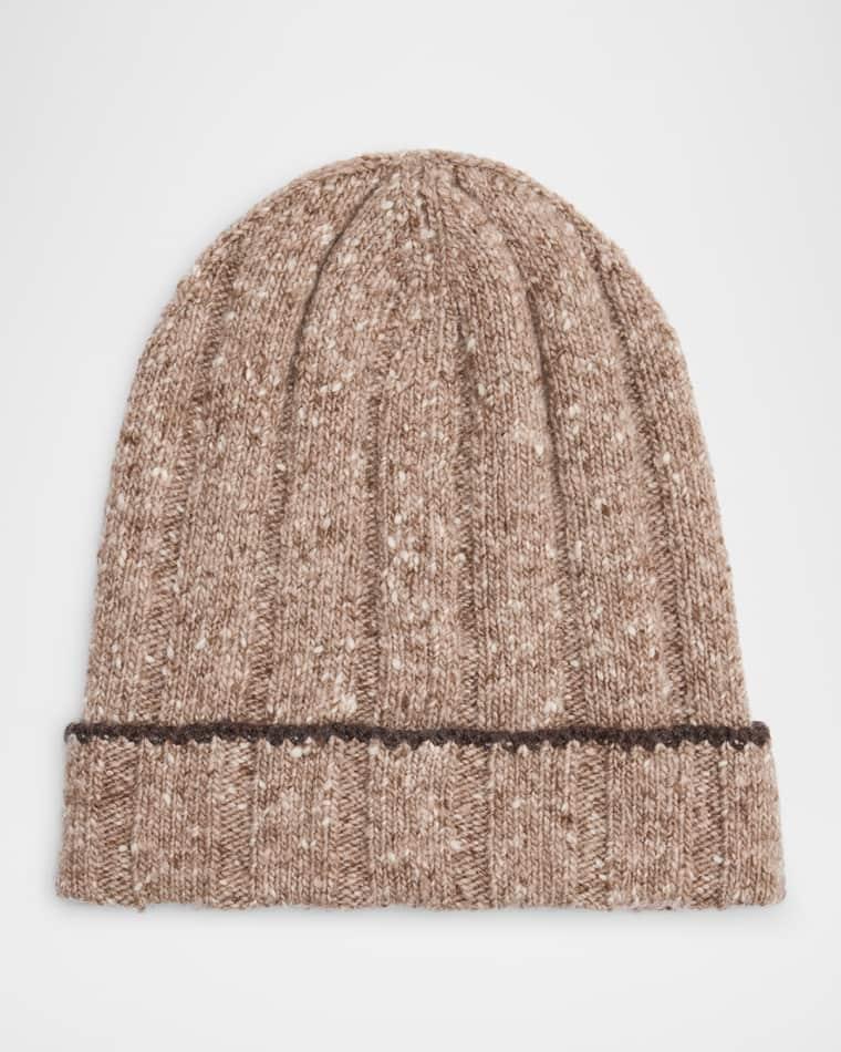 Men's Cashmere Donegal Rib-Knit Beanie Hat by BRUNELLO CUCINELLI