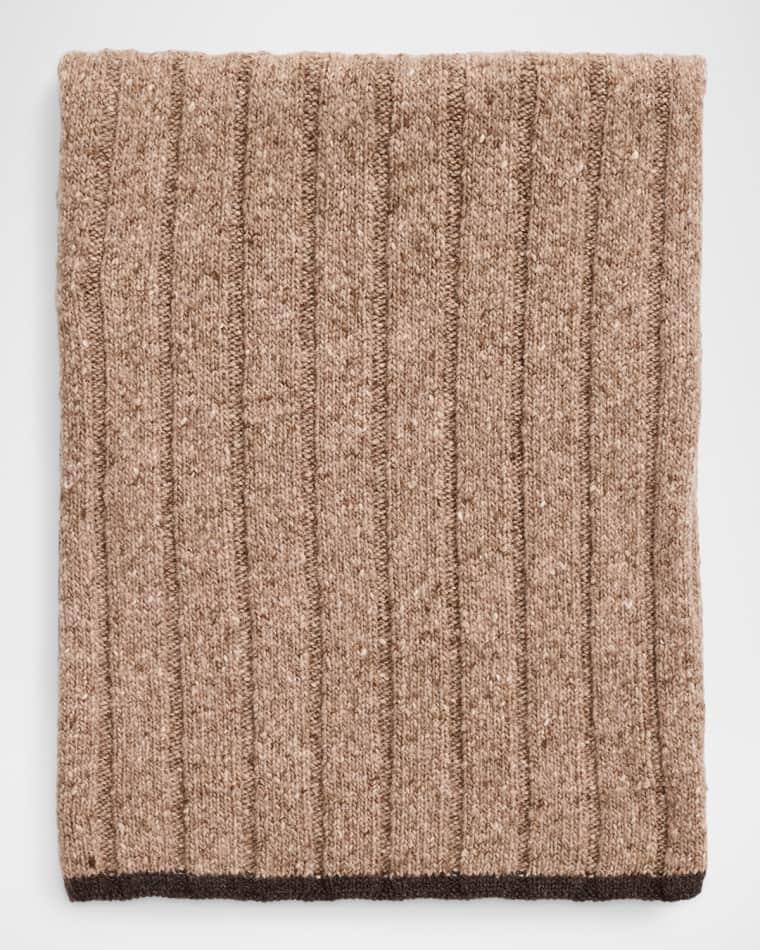 Men's Cashmere Donegal Tipped Rib Knit Scarf by BRUNELLO CUCINELLI