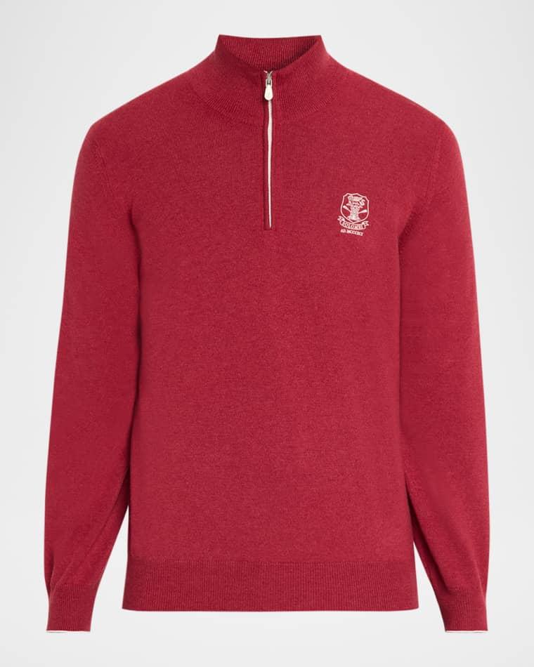 Men's Cashmere Logo Half-Zip Turtleneck Sweater by BRUNELLO CUCINELLI