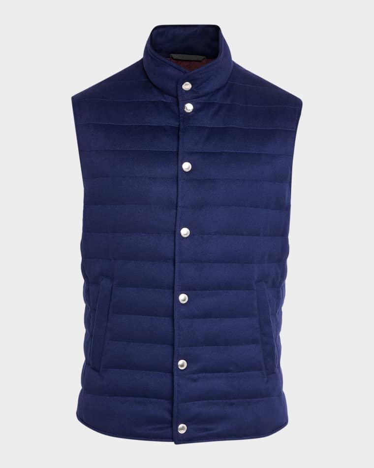 Men's Cashmere Padded Down Snap-Front Vest by BRUNELLO CUCINELLI