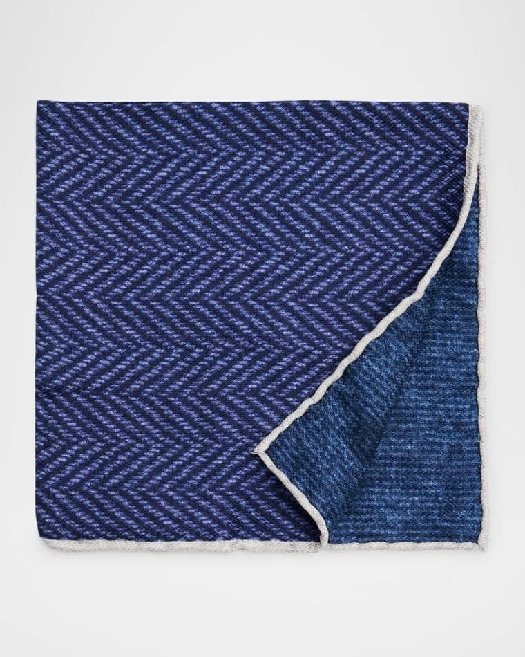 Men's Chevron-Print Silk Pocket Square by BRUNELLO CUCINELLI