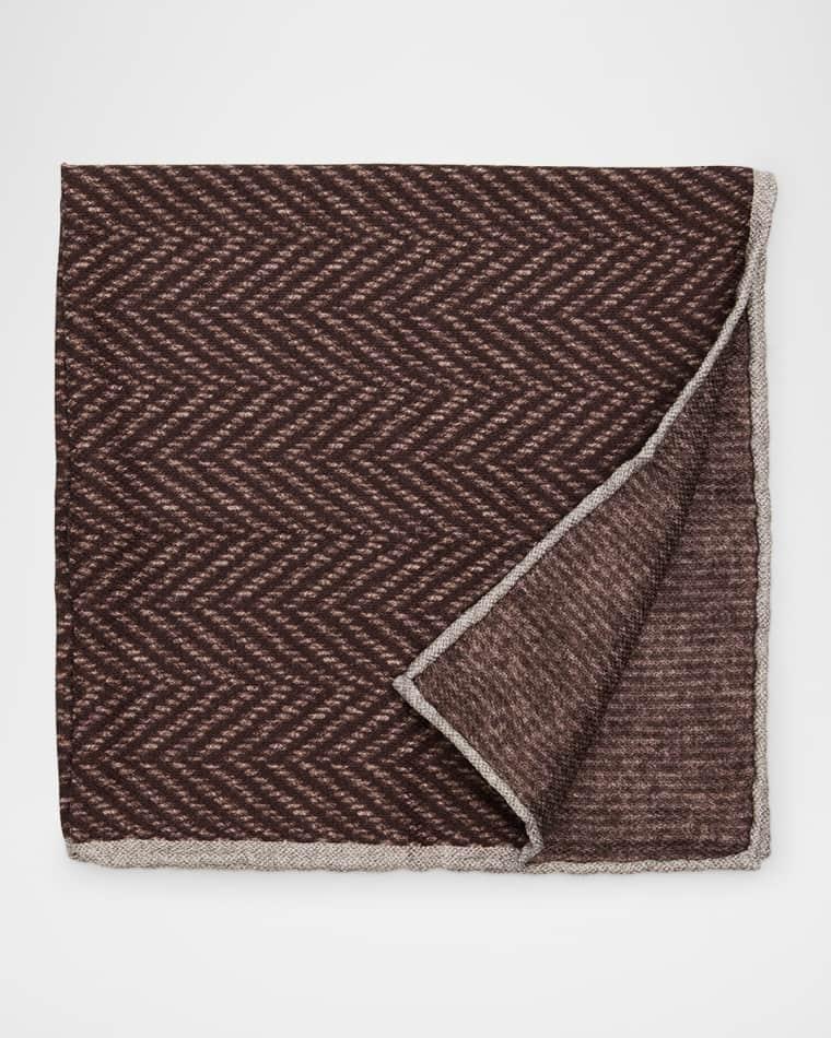 Men's Chevron-Print Silk Pocket Square by BRUNELLO CUCINELLI