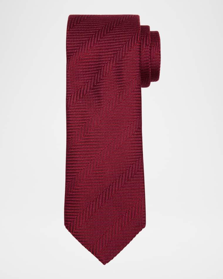 Men's Chevron Silk and Cotton Tie by BRUNELLO CUCINELLI