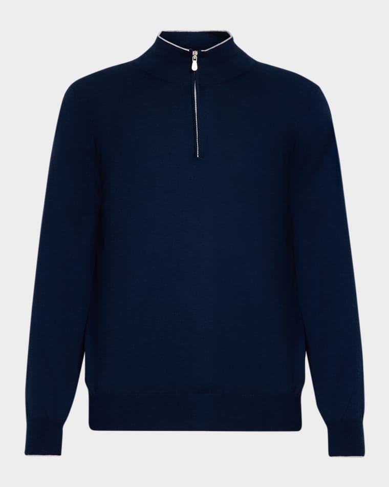 Men's Cotton Knit Quarter-Zip Sweater by BRUNELLO CUCINELLI