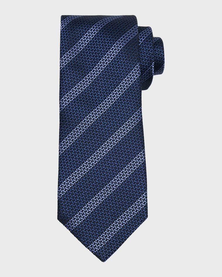 Men's Cross Stitch Stripe Tie by BRUNELLO CUCINELLI