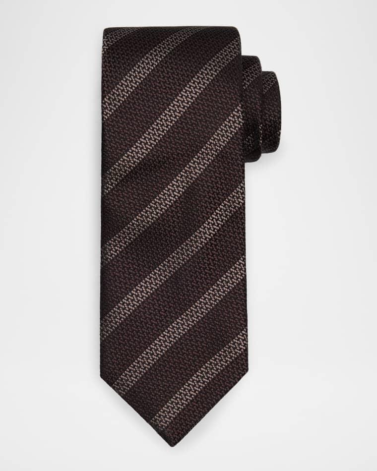 Men's Cross Stitch Stripe Tie by BRUNELLO CUCINELLI