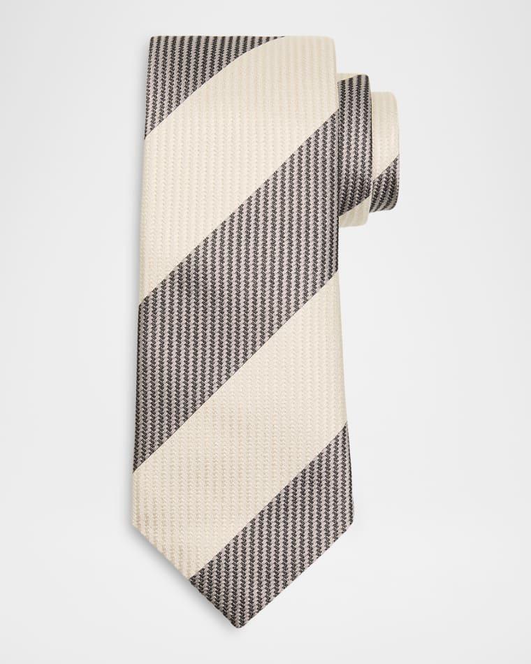 Men's Diagonal Stripe Silk Tie by BRUNELLO CUCINELLI