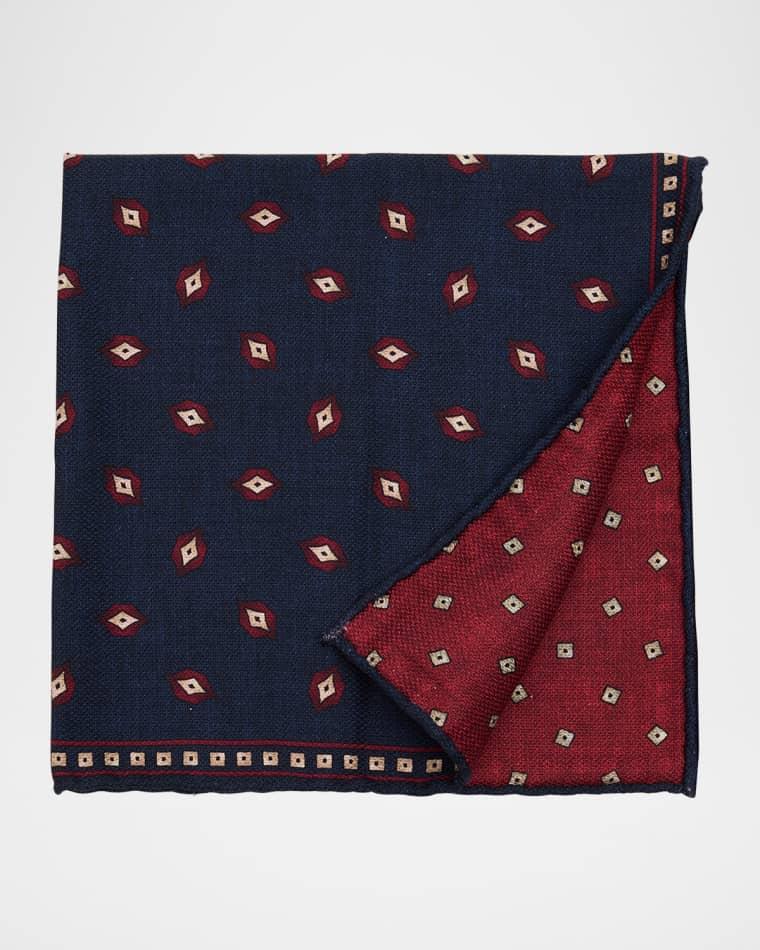 Men's Geometric Leaf-Print Silk Pocket Square by BRUNELLO CUCINELLI
