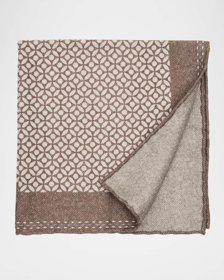 Men's Geometric-Print Silk Pocket Square by BRUNELLO CUCINELLI