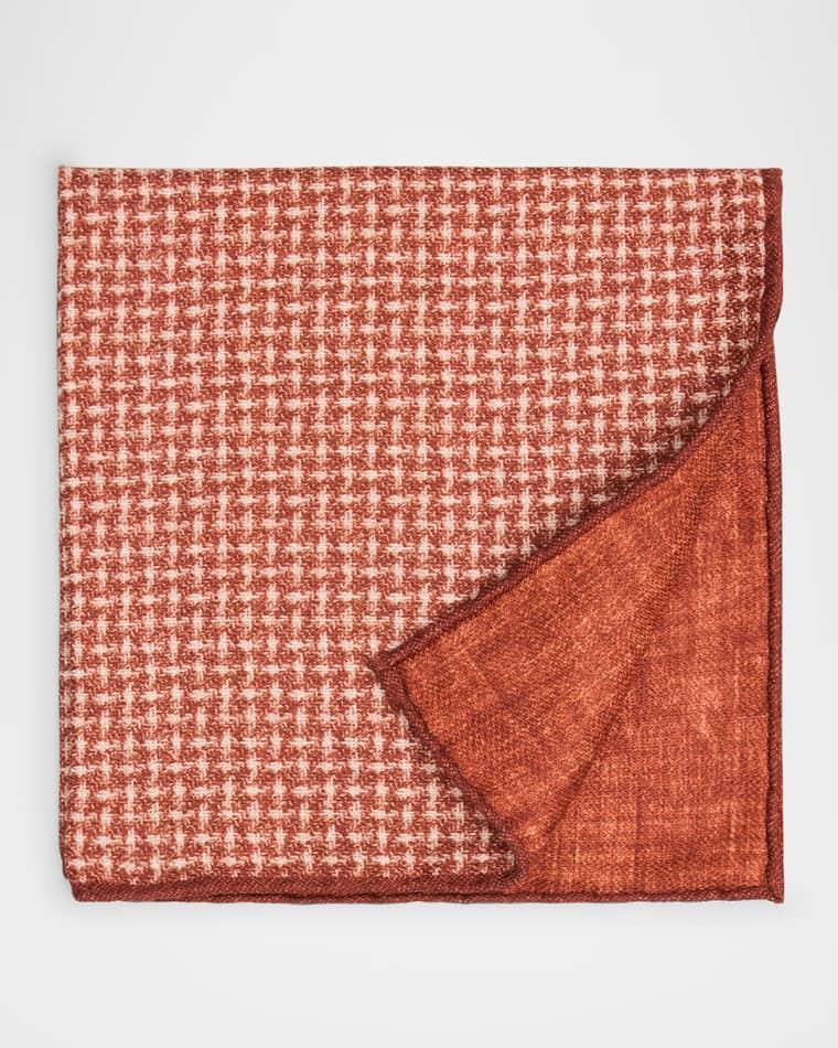 Men's Houndstooth Effect Silk Pocket Square by BRUNELLO CUCINELLI