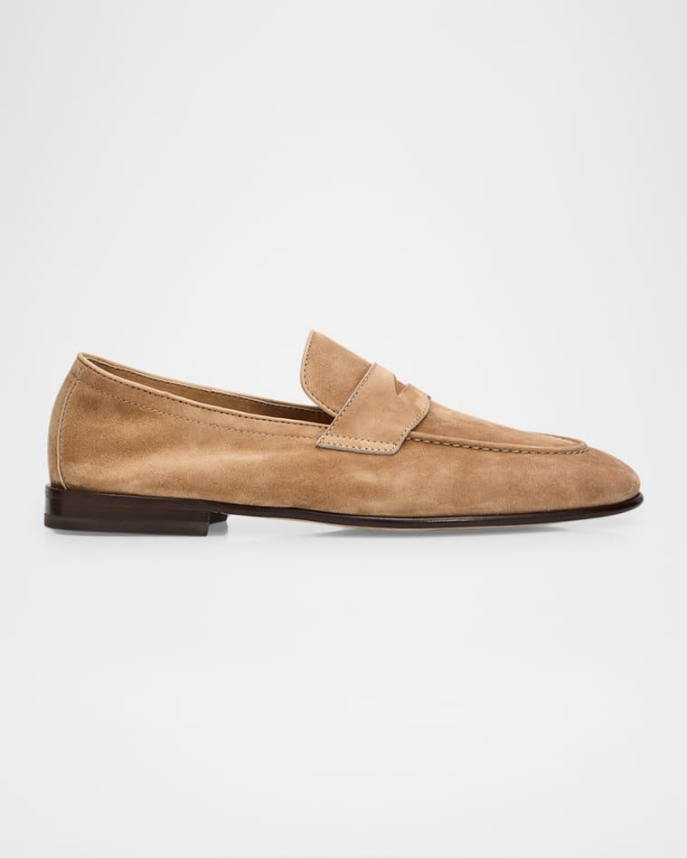 Men's Leather Apron-Toe Penny Loafers by BRUNELLO CUCINELLI
